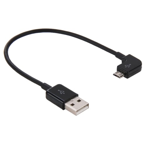 USB-kabel  naar microUSB - Kort model, haaks - Zwart