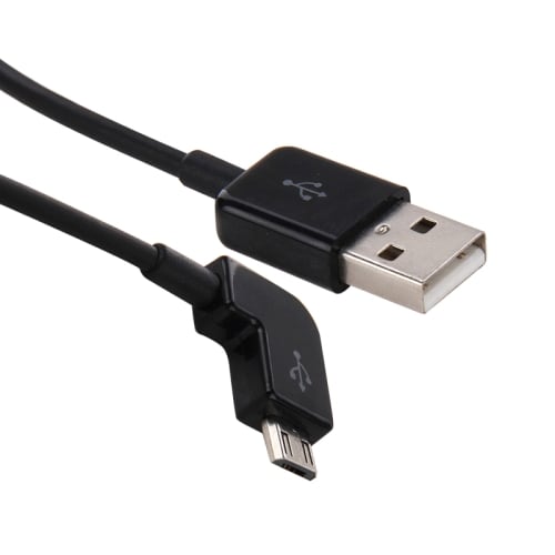 USB-kabel  naar microUSB - Kort model, haaks - Zwart