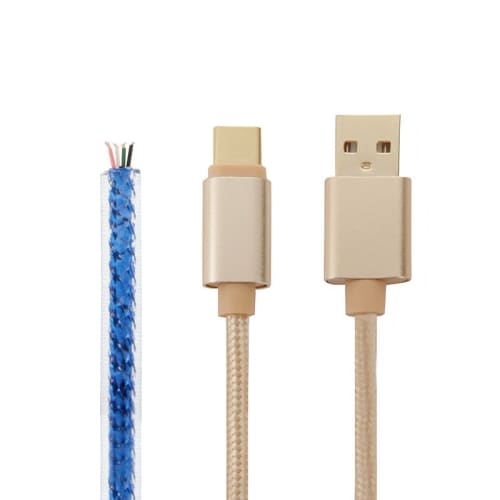 USB-kabel in nylonstof  USB C 3.1 naar USB 2.0