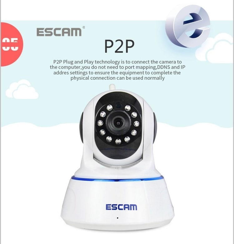 Wi-Fi IP Camera ESCAM 720P - Night Vision / Bewegingssensor