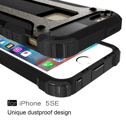 Stevige Armor Shell voor iPhone SE - Zwart