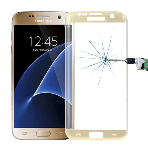 Samsung Galaxy S7 Edge gehard glas - gebogen, in goudkleur