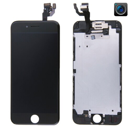 iPhone 6 LCD + touchscreen met camera en frame - Zwart