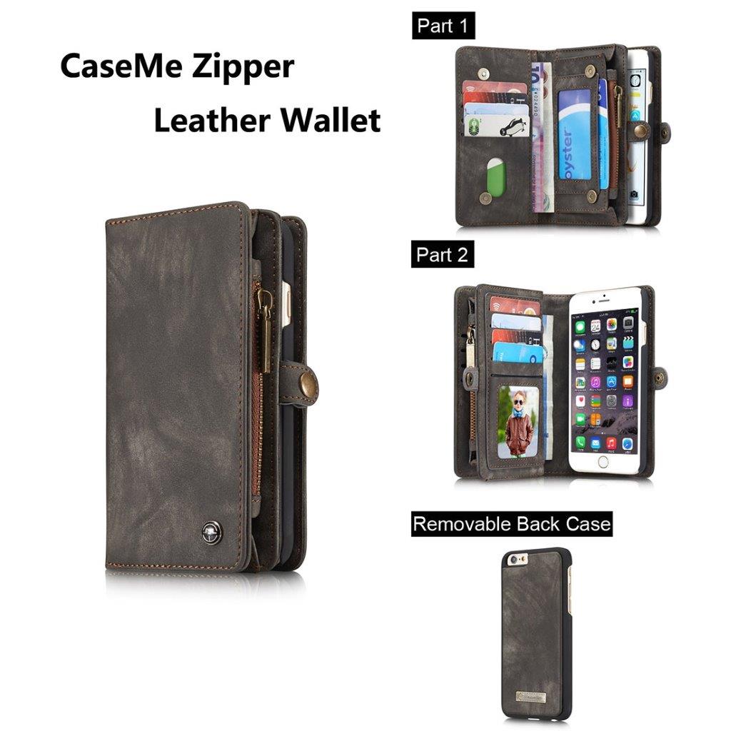 CaseMe Leather Billfold iPhone 6 & 6s - Magneetfunctie, 10 kaarten, muntvak