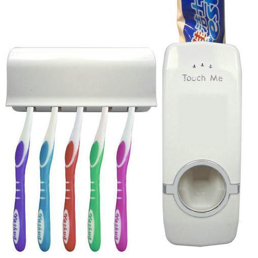 Automatische tandpasta dispenser met houder voor tandenborstel
