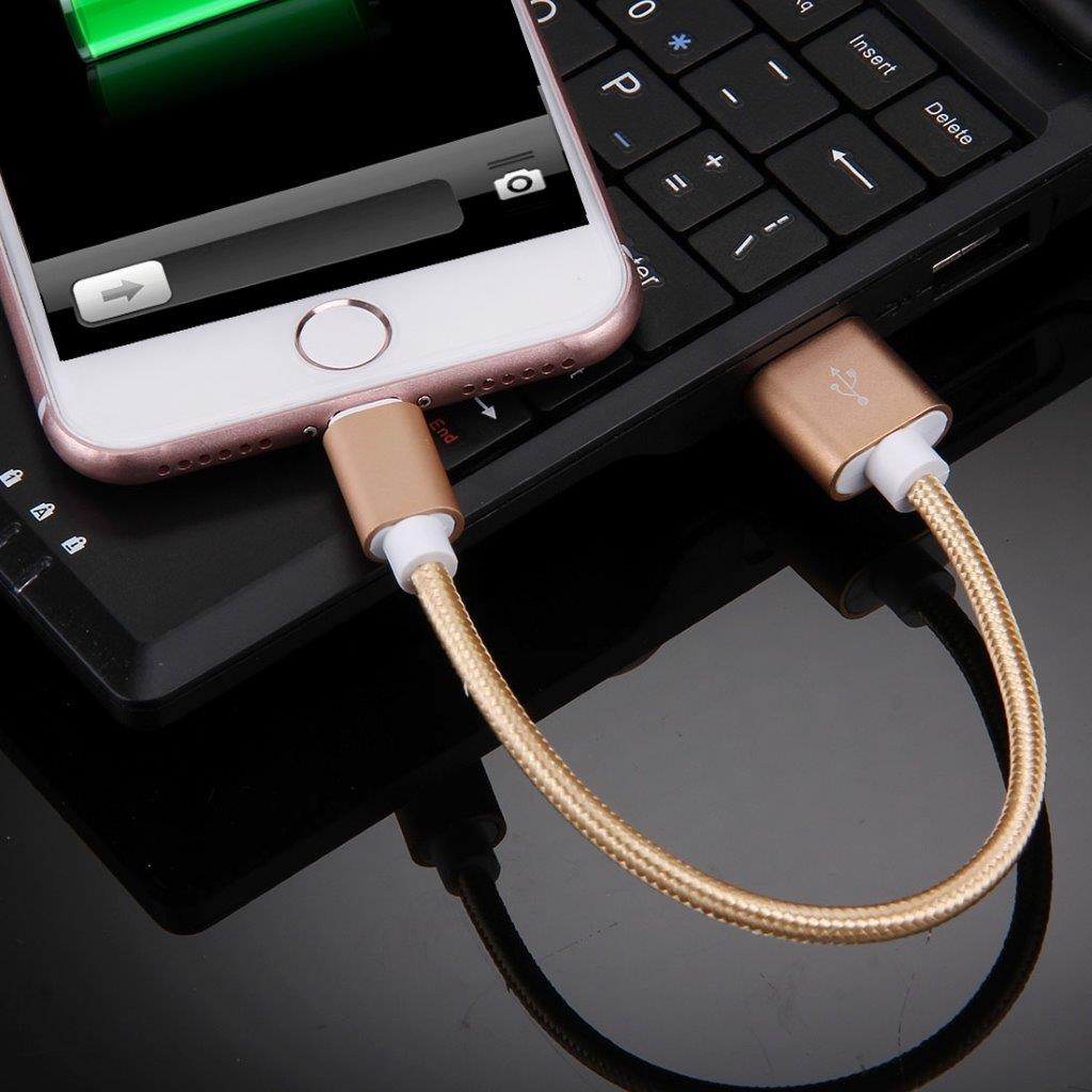 Korte USB-kabel iPhone 8/7/6/5 / iPad van duurzaam nylon