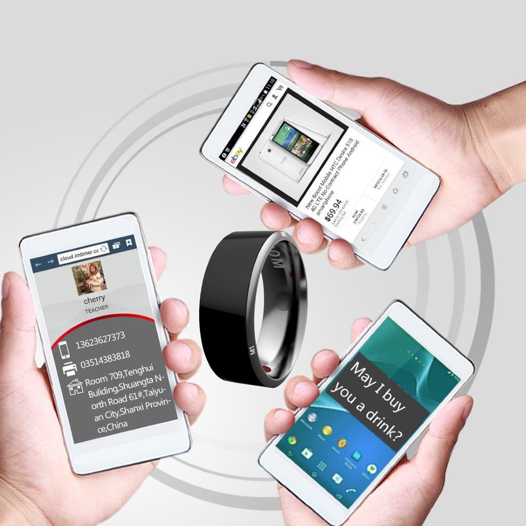 Jakcom R3 NFC smart ring - gezondheidscheck, telefoongesprekken - delen - herenmaat 62,8