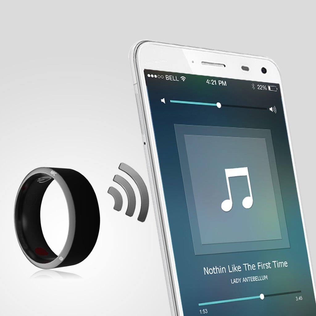 Jakcom R3 NFC smart ring - gezondheidscheck, telefoongesprekken - delen - herenmaat 62,8