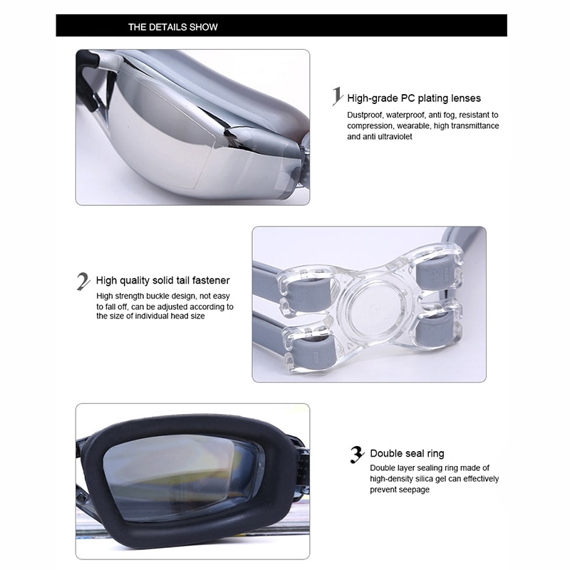 Anti-condens zwembril voor volwassenen met bijziendheid van 500 graden