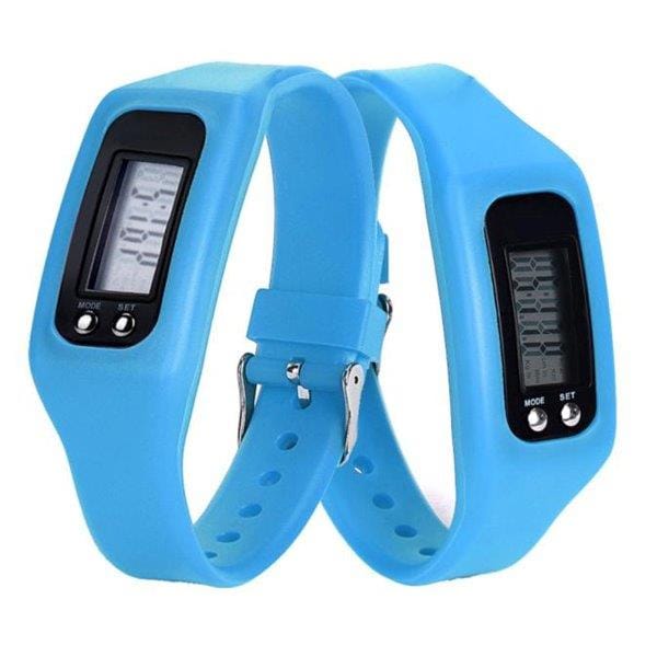 Horloge met stappenteller en siliconen armband - Lichtblauw