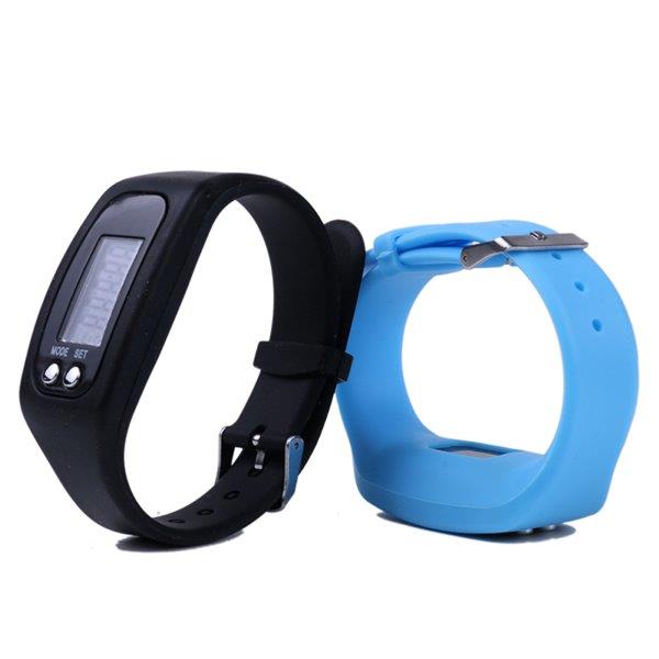Horloge met stappenteller en siliconen armband - Lichtblauw