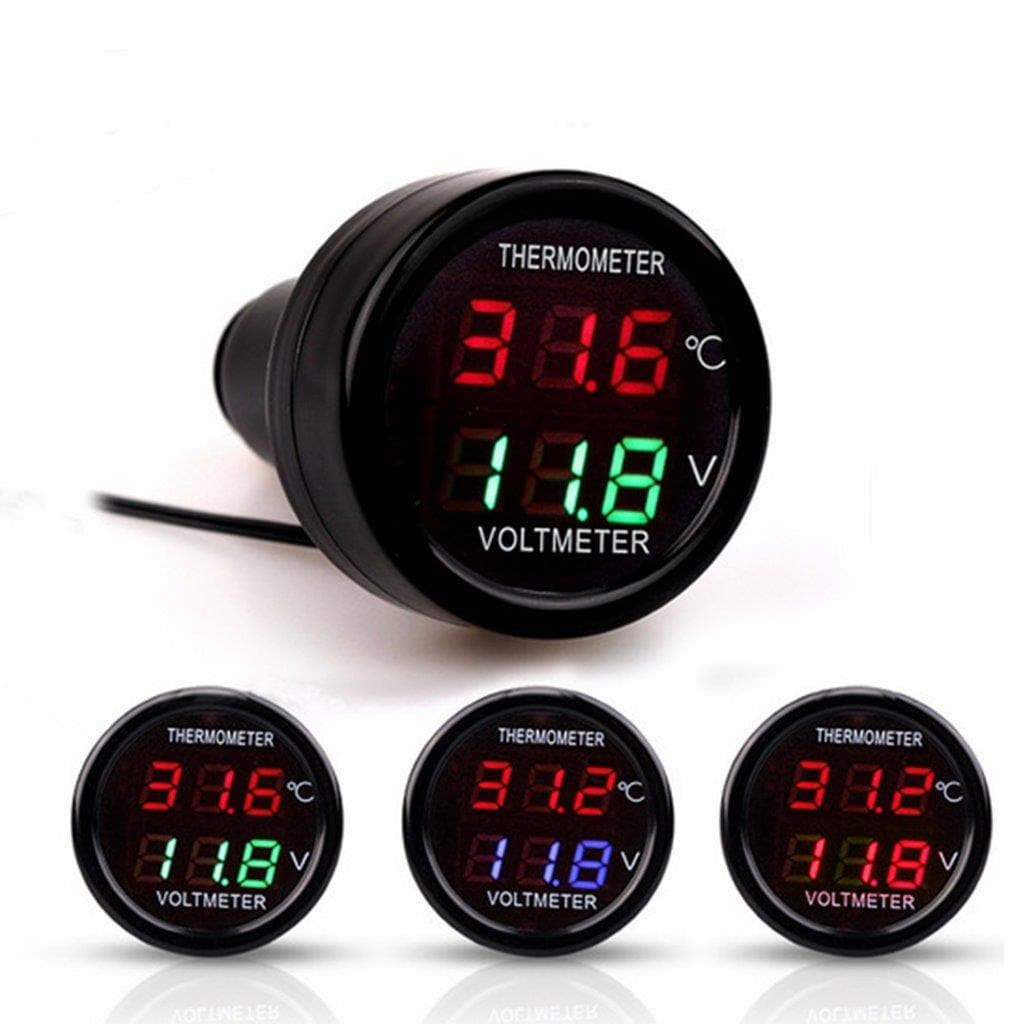 Voltmeter en thermometer voor auto - 12-24 Volt