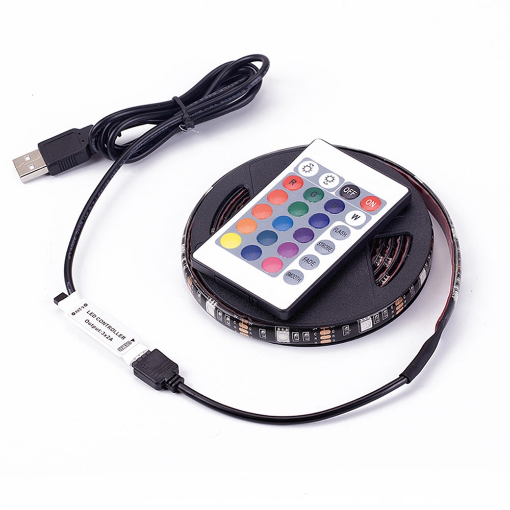 Led strip 5050 USB RGB-kleur Afstandsbediening 24 knoppen - 3 meter waterdicht