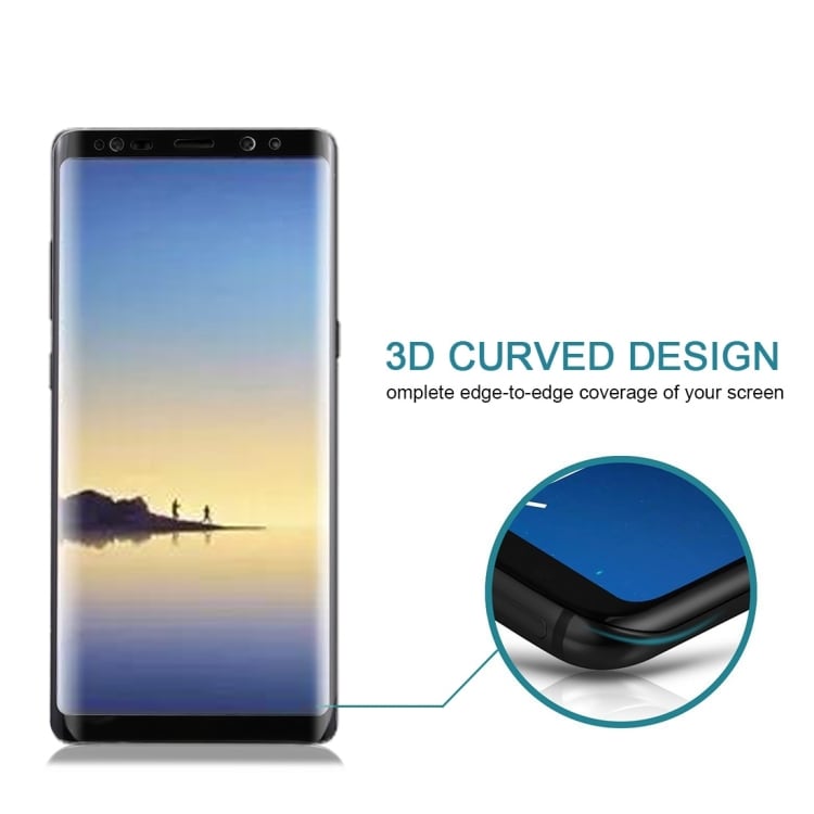 Geronde Screenprotector Gehard Glas  Samsung Galaxy Note 8 - Zwart