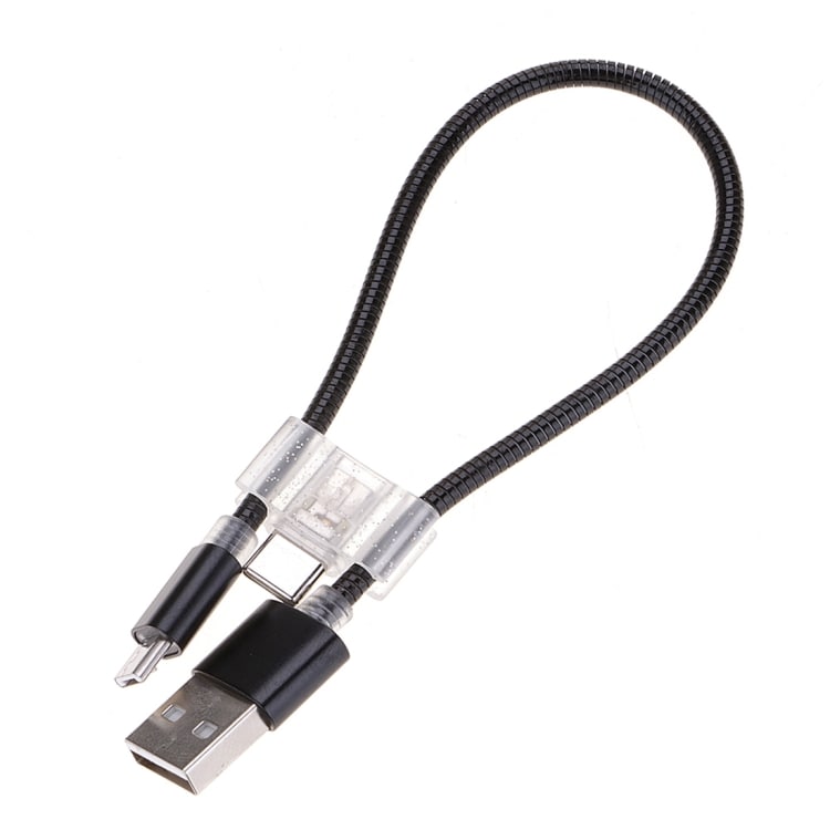 Korte Usbkabel 2A Micro USB + USB-C / Typ-C oplaadkabel