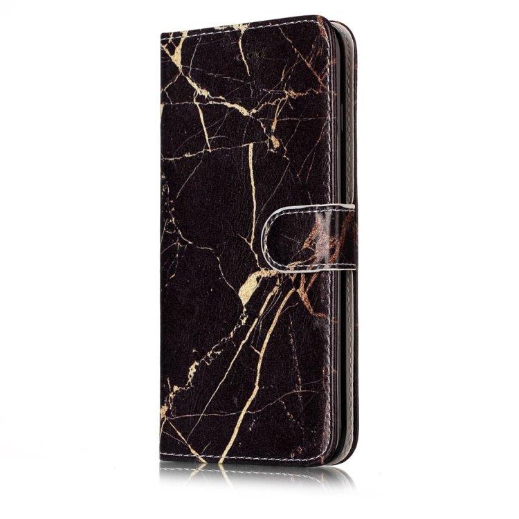 Zwart marmeren portemonnee-etui iPhone 8 Plus & 7 Plus