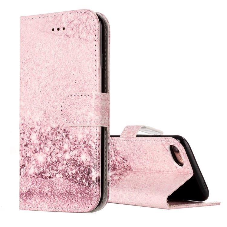 Roze marmeren portemonnee-etui iPhone 8 & 7