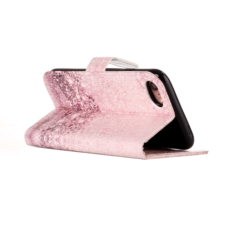 Roze marmeren portemonnee-etui iPhone 8 & 7