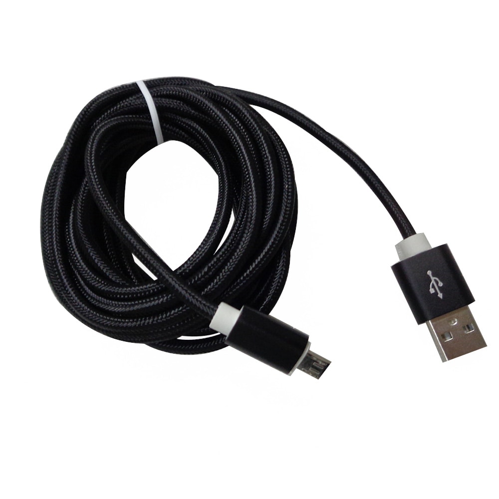 Micro USB datakabel 3 m - Zwart