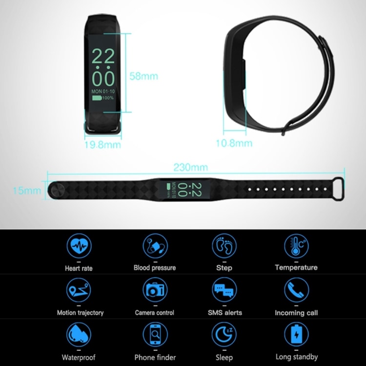 Smartwatch OLED-scherm - stappenteller / bloeddruk / hartslagmeter - Android en iOS
