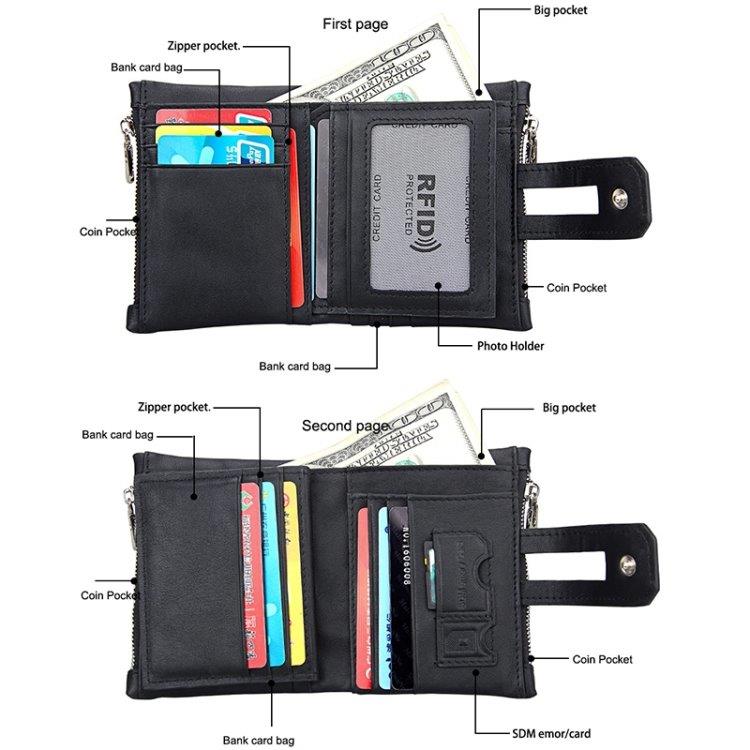 RFID portemonnee  echt leder met ritssluiting