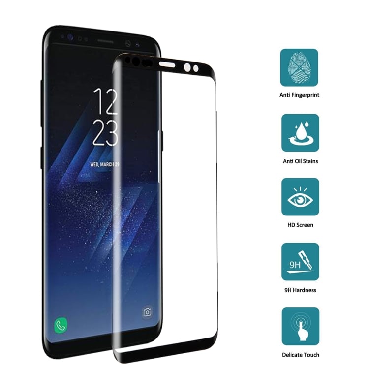 Full Screen Protector Gehard Glas Samsung Galaxy S8 + - Zwart