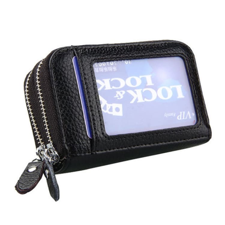 Zwarte portemonnee met RFID-bescherming - Veel vakken