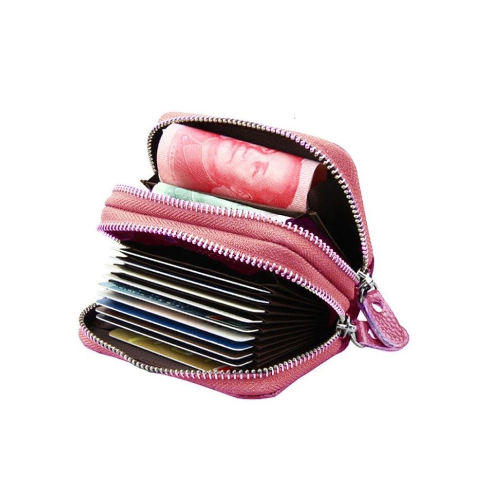 Roze portemonnee met RFID-bescherming - Veel vakken