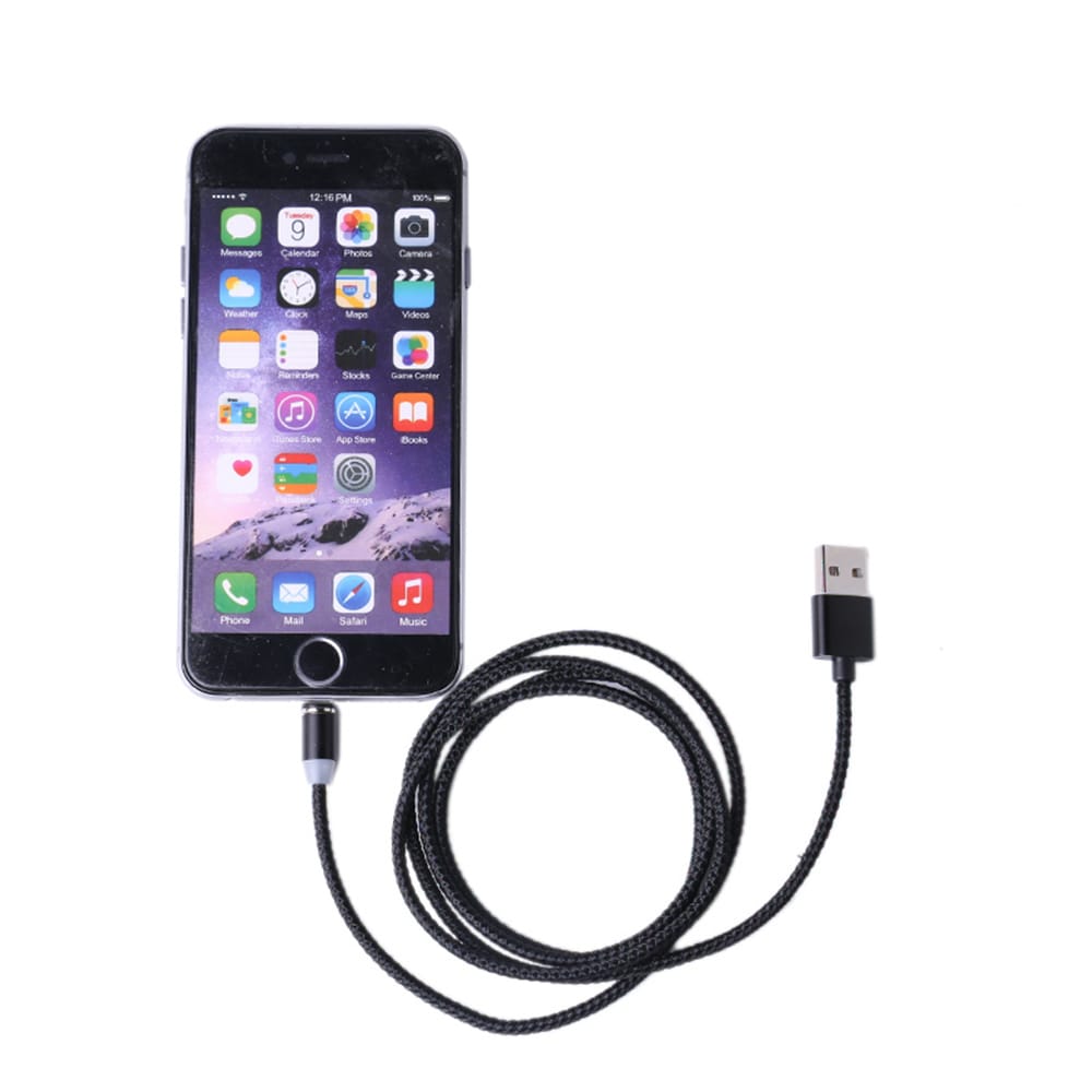Magnetische oplaadkabel voor mobiele telefoon - iPhone + Micro-Usb + Usb Type-C, 1 m