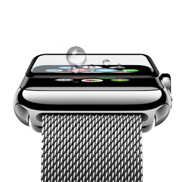 Gebogen schermcover / displaycover van gehard glas Apple Watch Series 3 42 mm - zwart