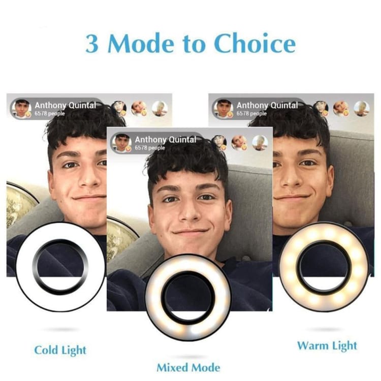 Selfie Ring / selfie lamp met afstandsbediening en mobiele houder