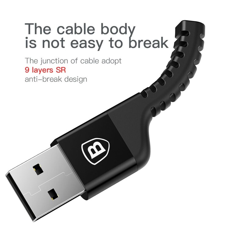 Baseus Gevlochten USB-kabel USB A voor lightning 1,5 m zwart