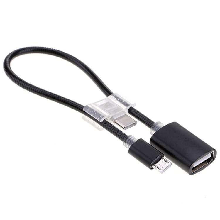 USB naar MicroUSB + USB type-C adapter Aluminium 20cm