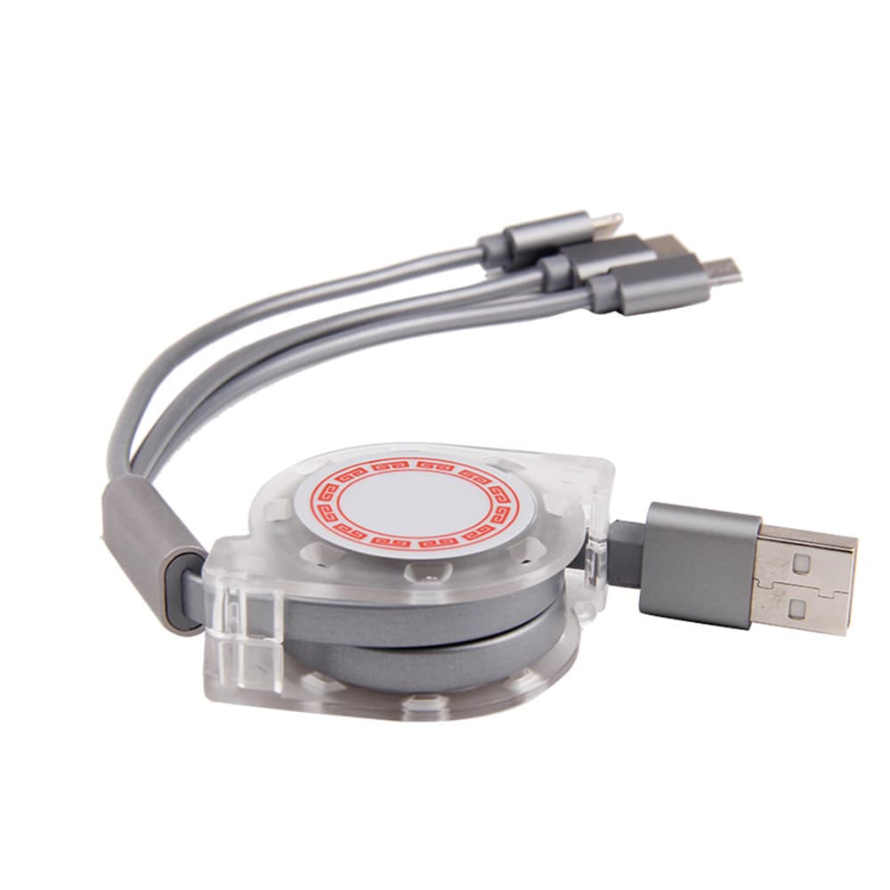 3in1 USB-oplaadadapter uitrekbaar grijs