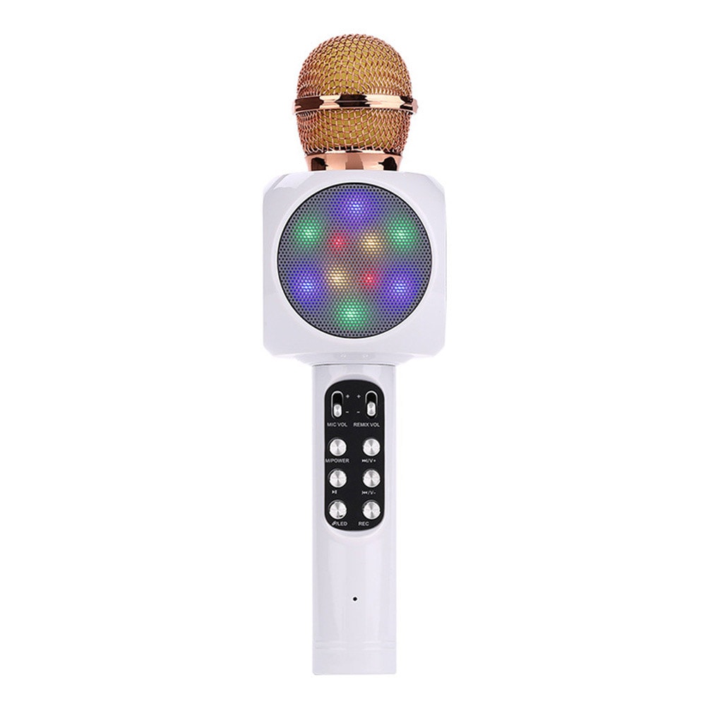 Karaokemicrofoon LED Bluetooth Wit