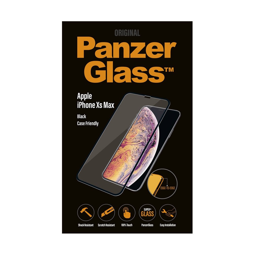 PanzerGlass Screenprotector iPhone XS Max Zwart, Case Friendly