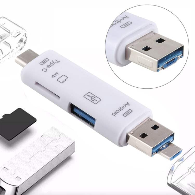 Kaartlezer MicroUSB & Type-C 3-in-1 geheugenkaart en USB-adapter