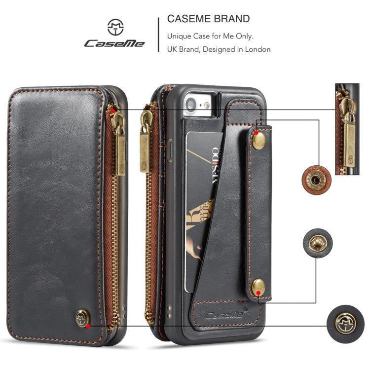 CaseMe-011 portemonnee-hoesiPhone 7 / 8 / SE 2020 Zwart