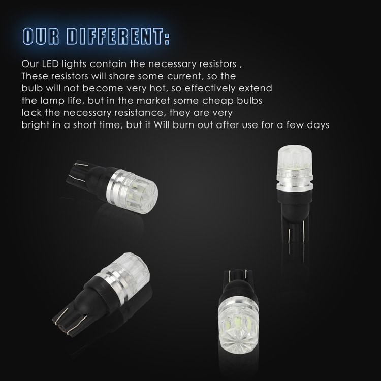 10-pack lamp LED t10 2Watt 100LM Canbus decoder - Parkeer- / positielicht