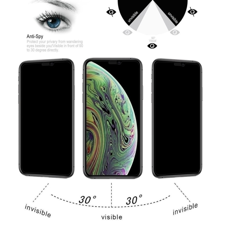 Privacy Screenprotector van gehard glas voor iPhone XS Max / iPhone 11 Pro Max