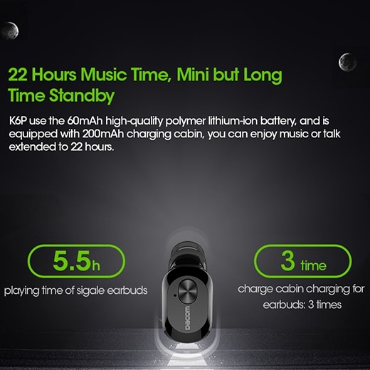 Bluetooth V4.2 in-ear hörsnäcka med batteriask 200mAh