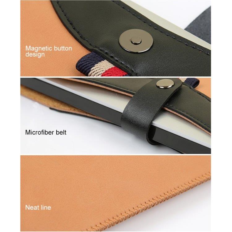 Laptopfodral i läder med magnetknäppe för MacBook Air 15.4" svart+brun