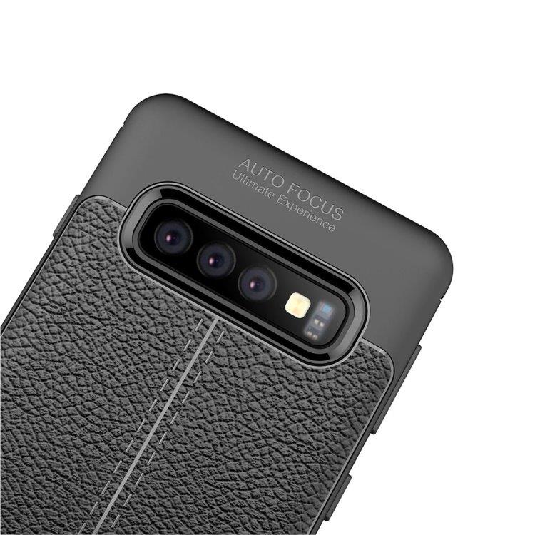Läderimitation i silikon Skal till Samsung Galaxy S10 - Svart