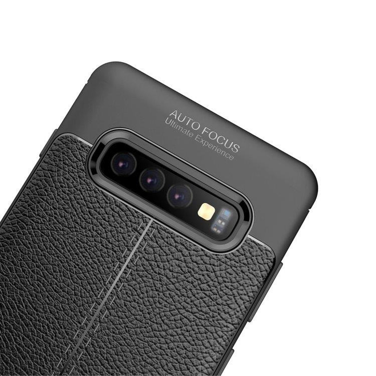 TPU Skal med läderutseende Svart till Samsung Galaxy S10 Plus