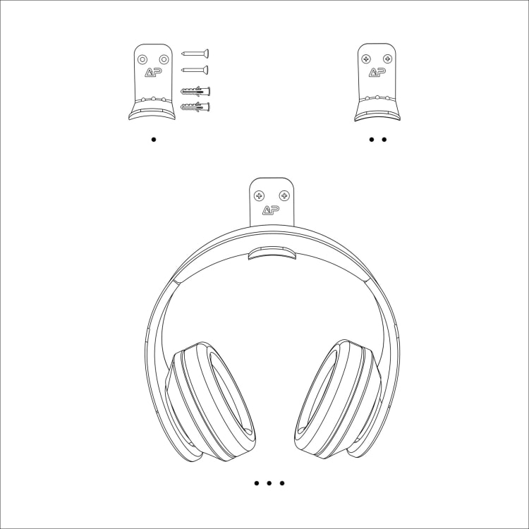 Universele hanger / haak voor headsets en kabels - Zwart