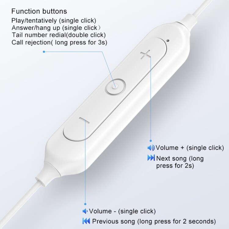 TOTUDESIGN EAUB-15 Bluetooth 4.1 sporthoofdtelefoon – Wit