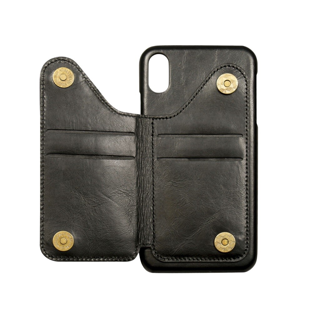 Plånboksskal i läder till Iphone XS MAX -Svart