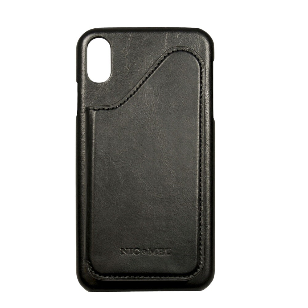Plånboksskal i läder till Iphone X/XS - Svart