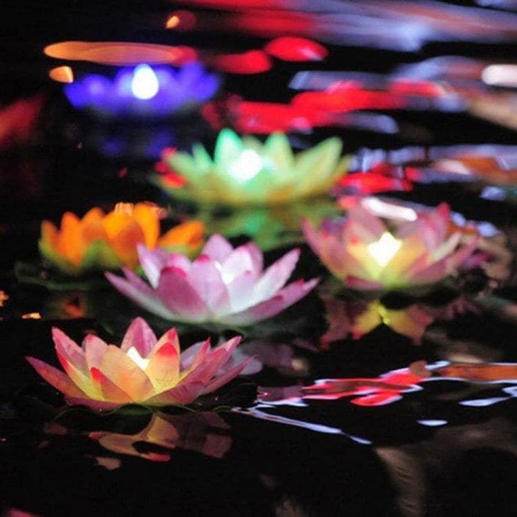 Drijvende LED verlichting Lotusbloem voor Zwembad & Spa - 3-kleurig