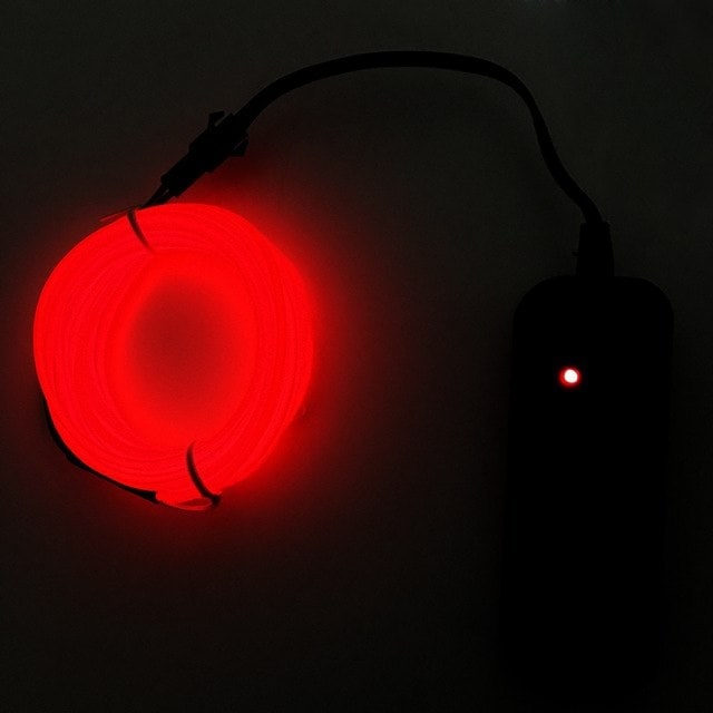 Led Glowstrip Neon slinger op batterijen, 3 Meter - Rood